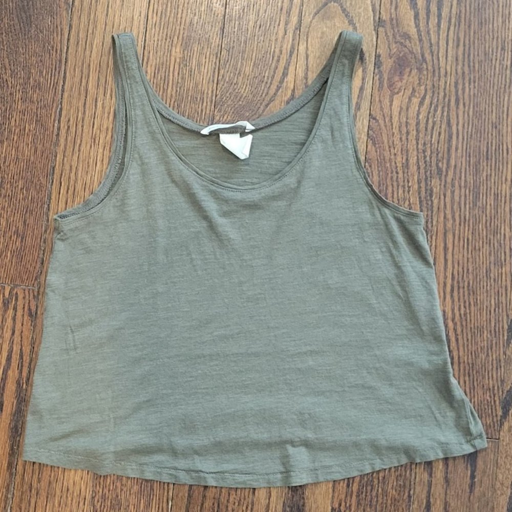 H&M Cropped Tank, Army Green, Size XS